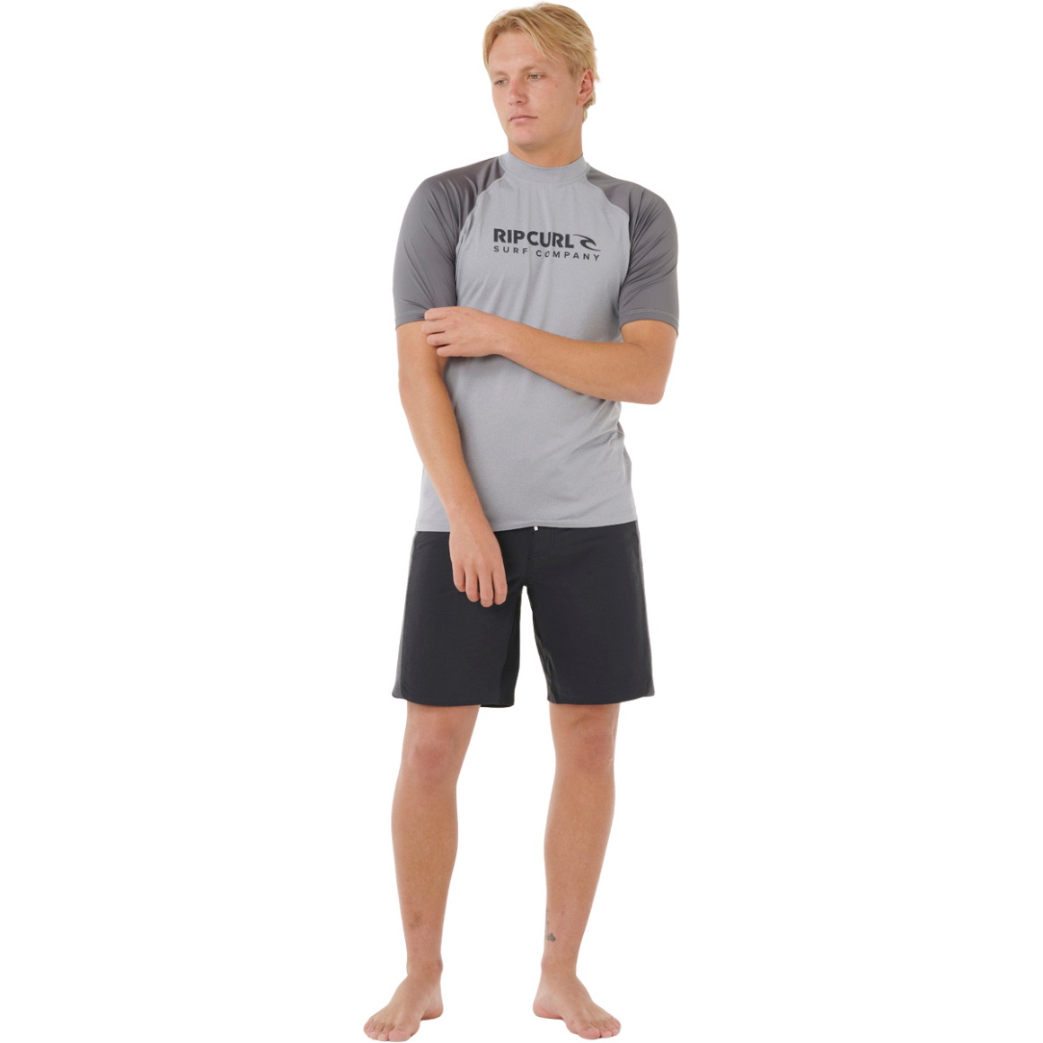 2026 Rip Curl M&auml;nner Shock UPF Kurzarm-Lycra-Weste 16HMRV - Grey Marle